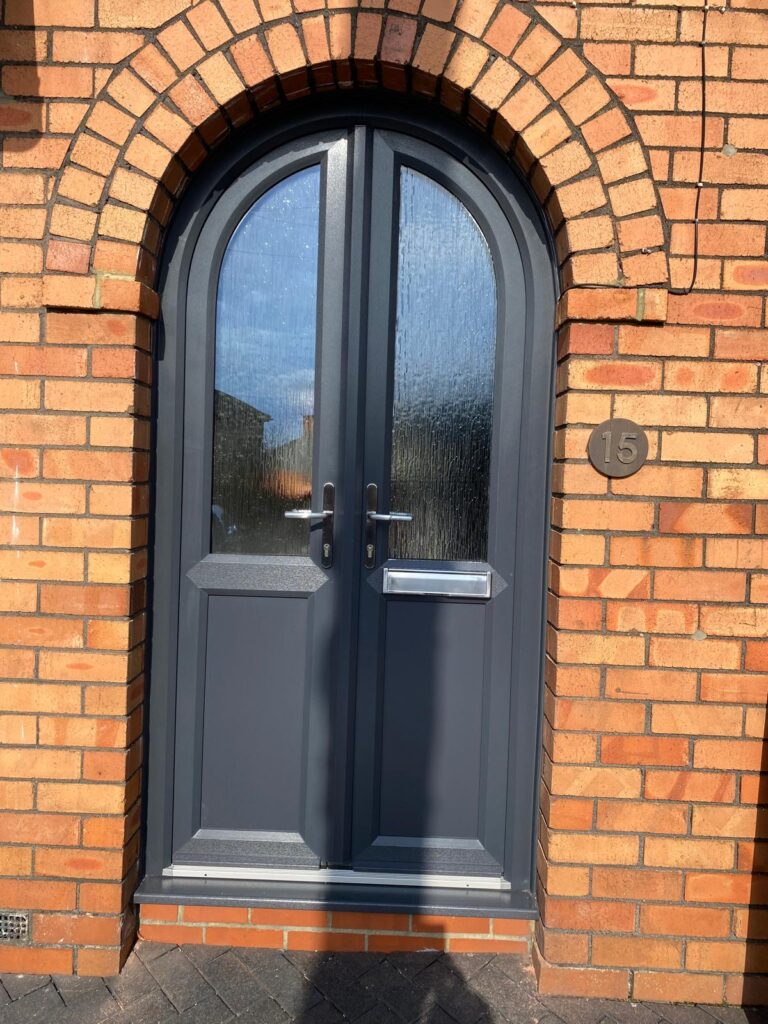 anthracite door with glass implementation